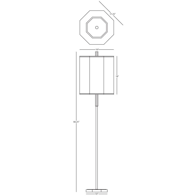 Kate 66'' Polished Nickel Floor Lamp with White Shade
