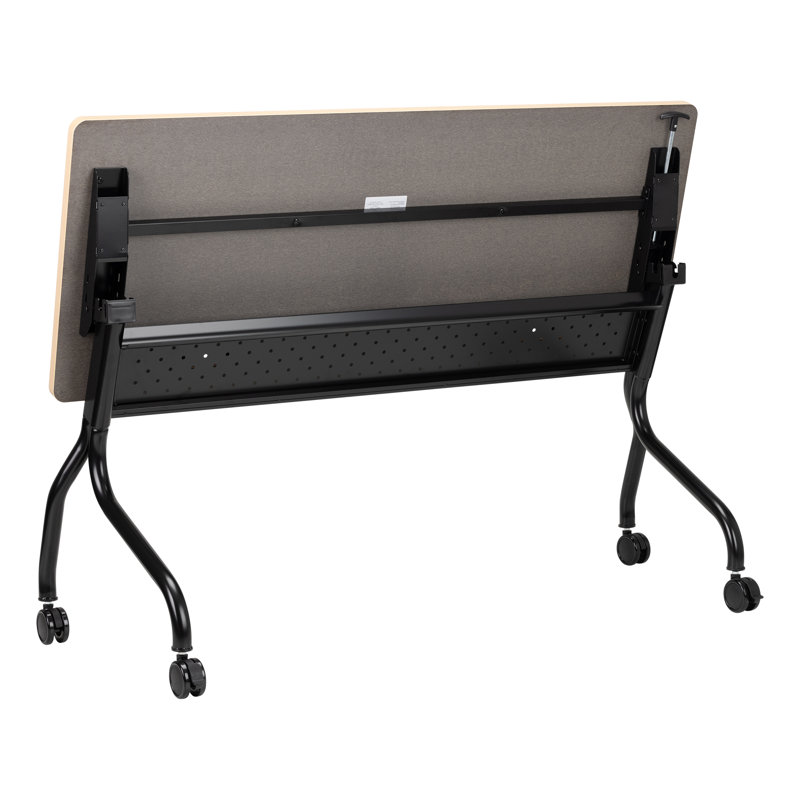 Table mobile à nageoires à haute pression en stratifié d'apprentissage, Without Power, 24" W x 72" L, Black Frame/Elm Top