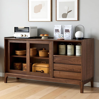 Black walnut solid wood simple sideboard