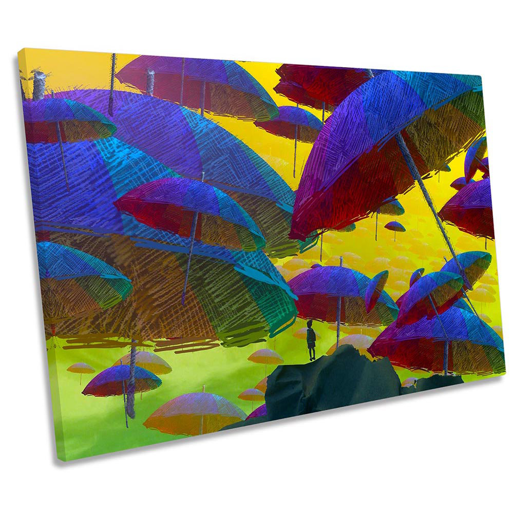 Umbrella Sky Fantasy Dreams - Wrapped Canvas Painting