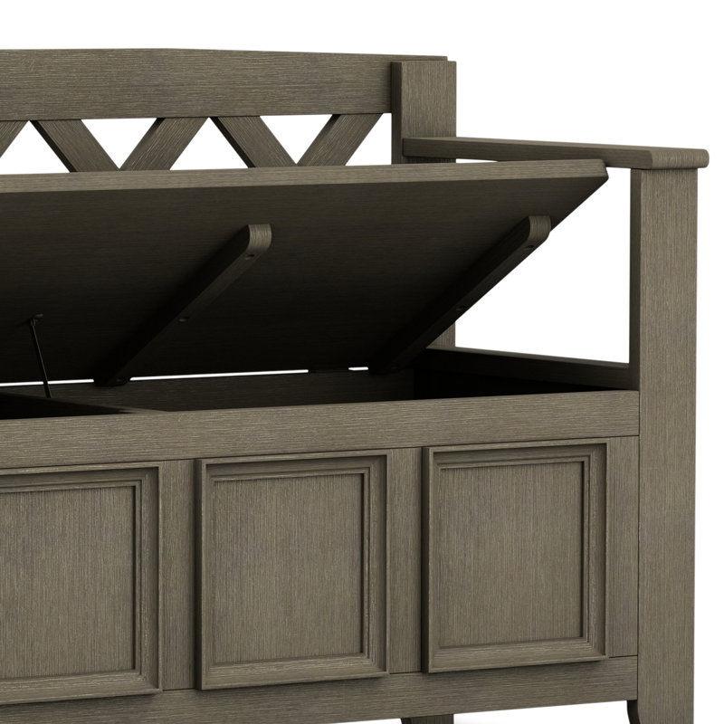 Farmhouse Gray Pinewood 48" Entryway Storage Bench with Latticework