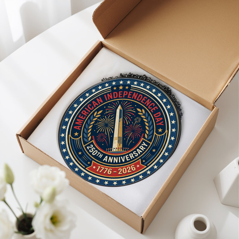 Panneau de fenêtre en verre pour décoration intérieure American Independance USA 250th Anniversary - H 12 po, H 12 po