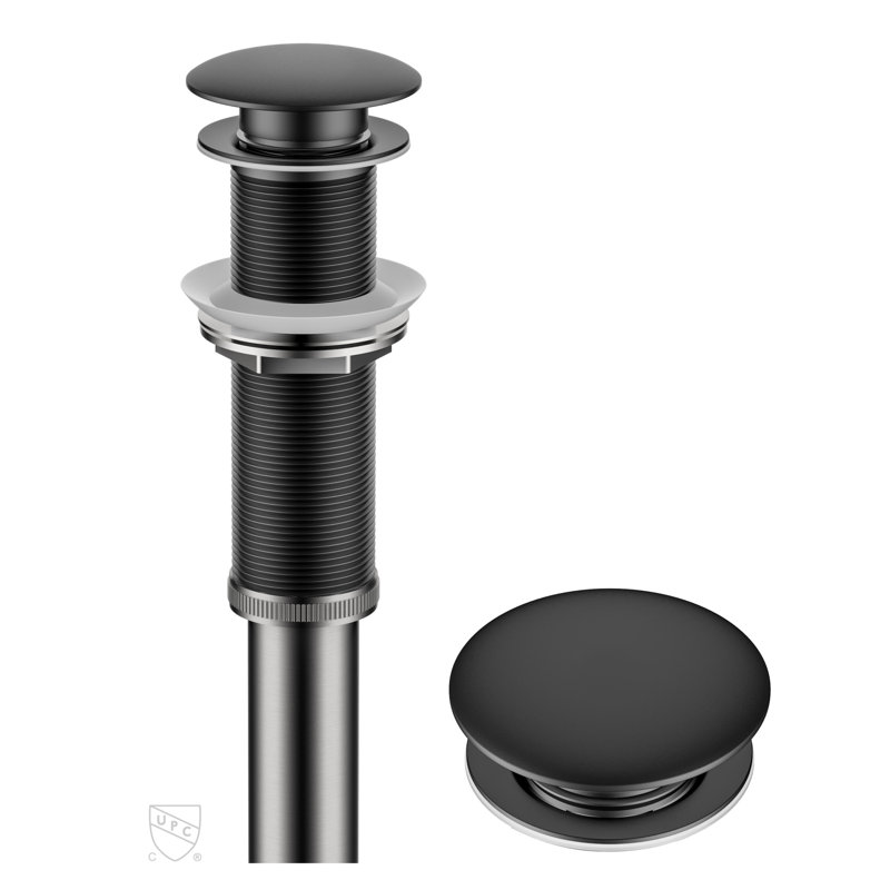 Extended Thread Pop-Up Bathroom Sink Drain, Matte Black
