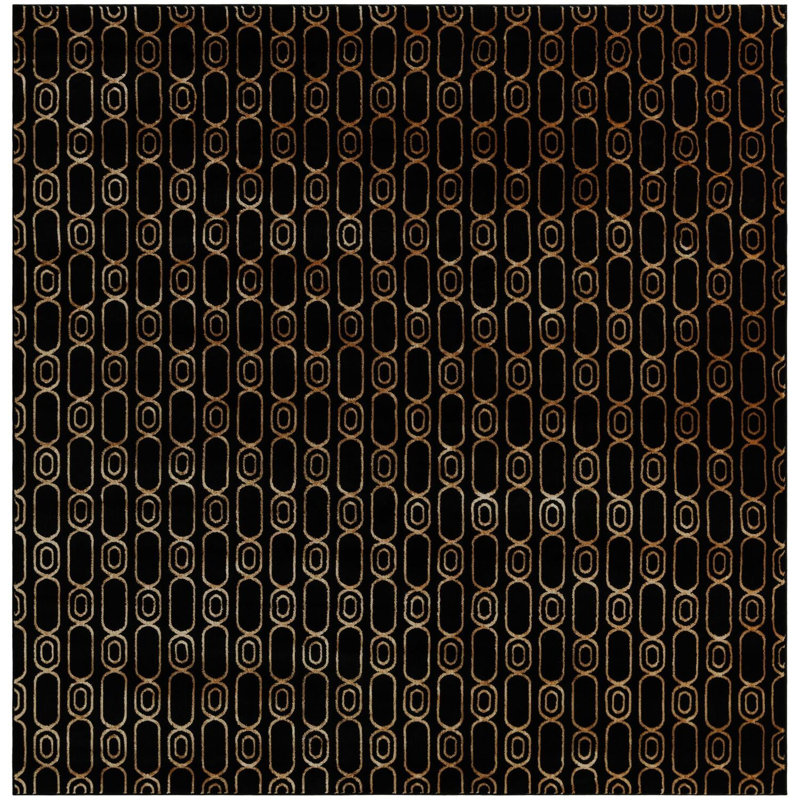 Contemporary Vincente Area Rug Black and Gold Colour, Square 10'