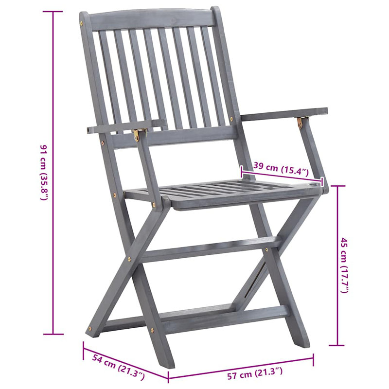 Ryde Folding Patio Dining Side Chair, Grey