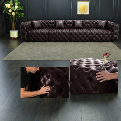 Compression Sectionals, Faux Leather 48 in Modern Tufted Couch for Home