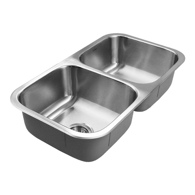 Évier de cuisine à double cuve encastrable en acier inoxydable 50/50 avec grille Houzer - MD-3109-C