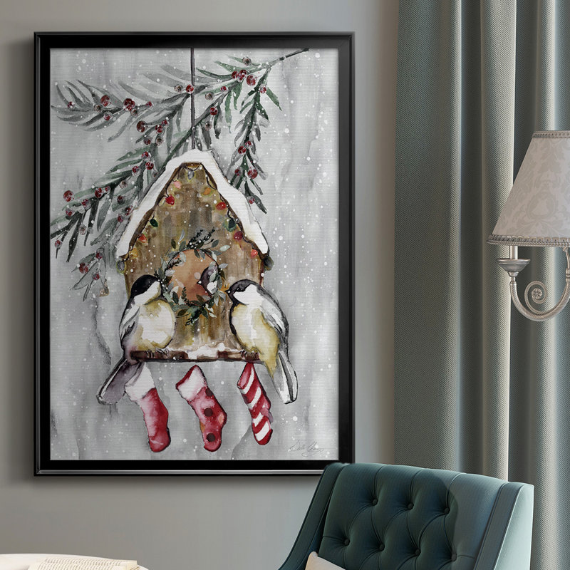 Winter Birds - Picture Frame Print, Black, 36.5" H x 26.5" W x 1" D