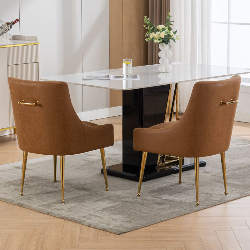Tymara 19.7'' H Faux Leather Upholstered Side Chair, Brown