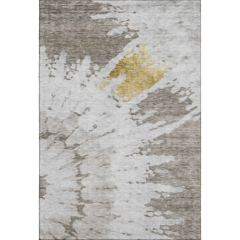 Red Rectangular 5' x 7' Washable Synthetic Rug