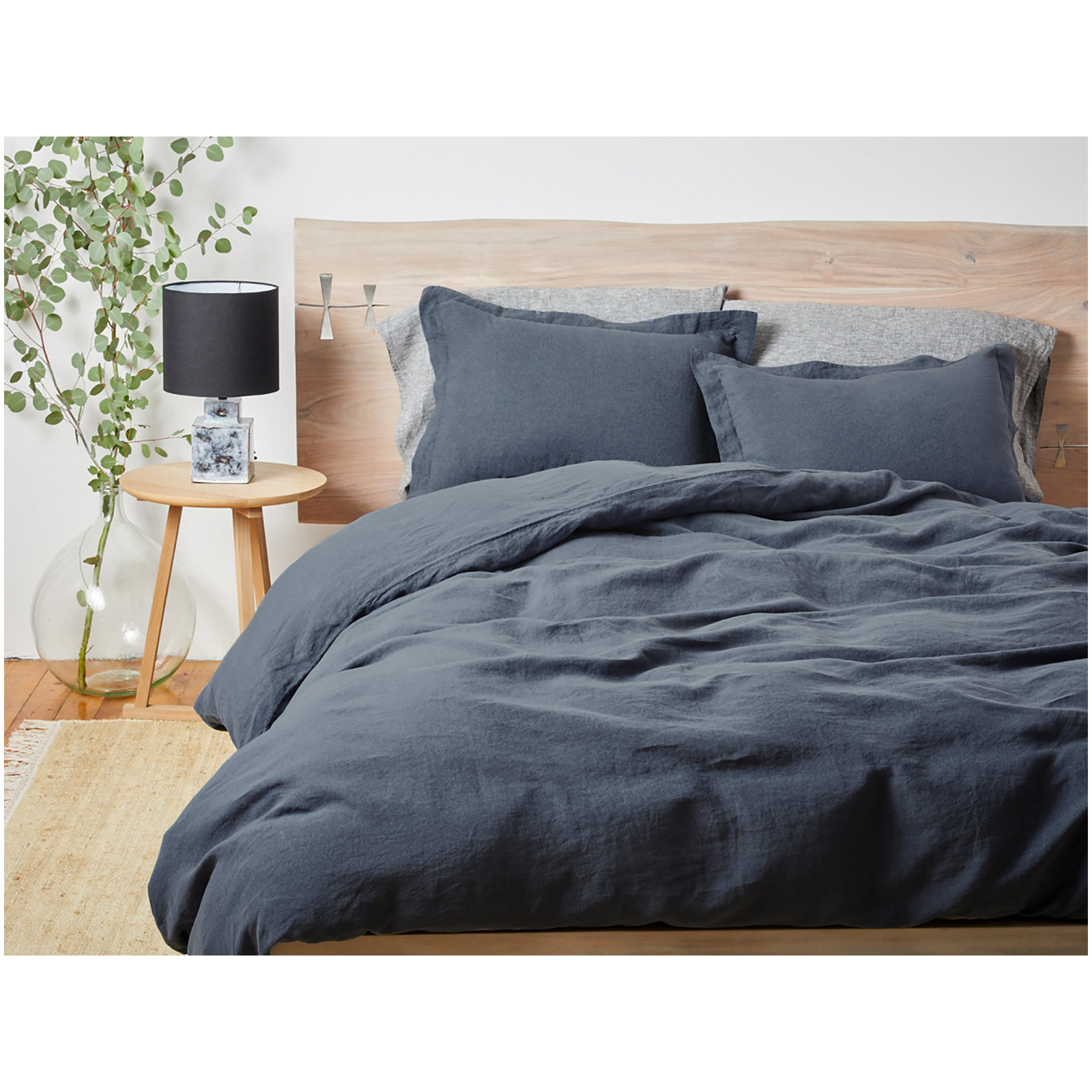 Coyuchi Organic Relaxed Linen Duvet Cover, Full/Queen Duvet Cover, Harbor Blue