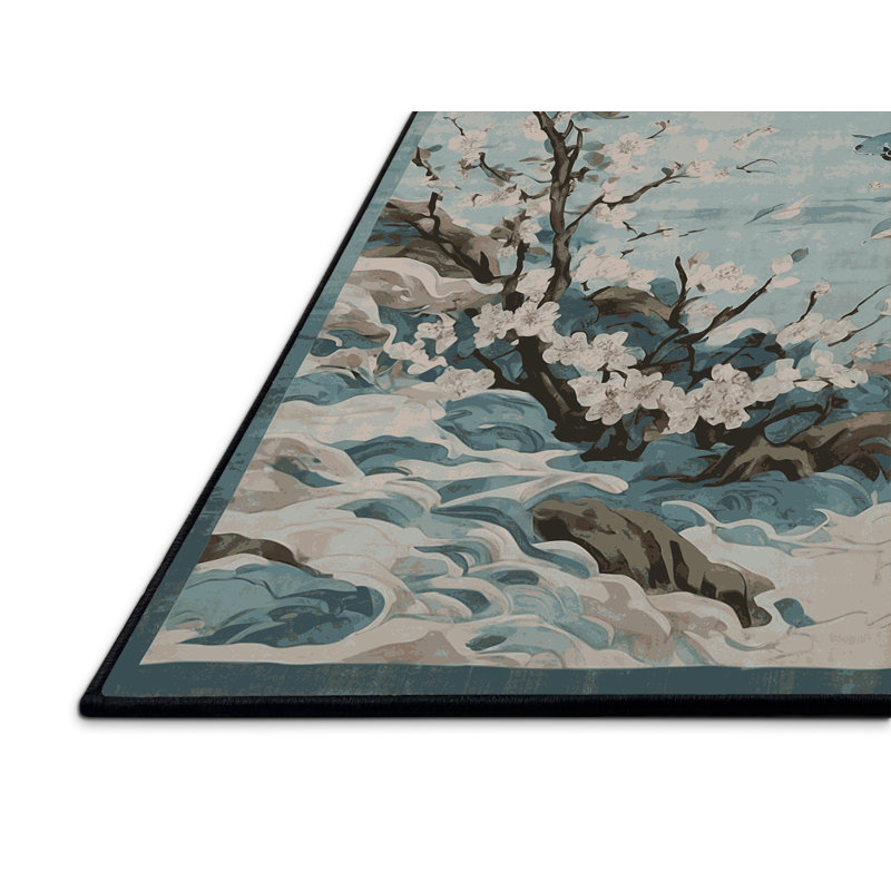 Tapis gris soyeux et moelleux, Rectangle 7 pi x 9 pi