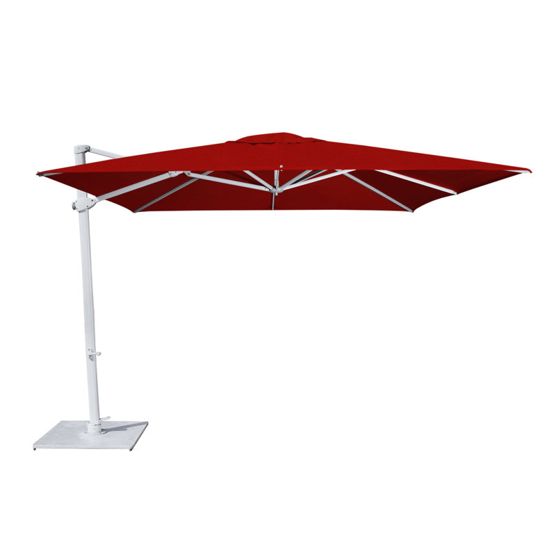 Pavone 10' Square Cantilever Umbrella (Grip Handle), Double Stack Plate - Medium, Grey, Silver Gray