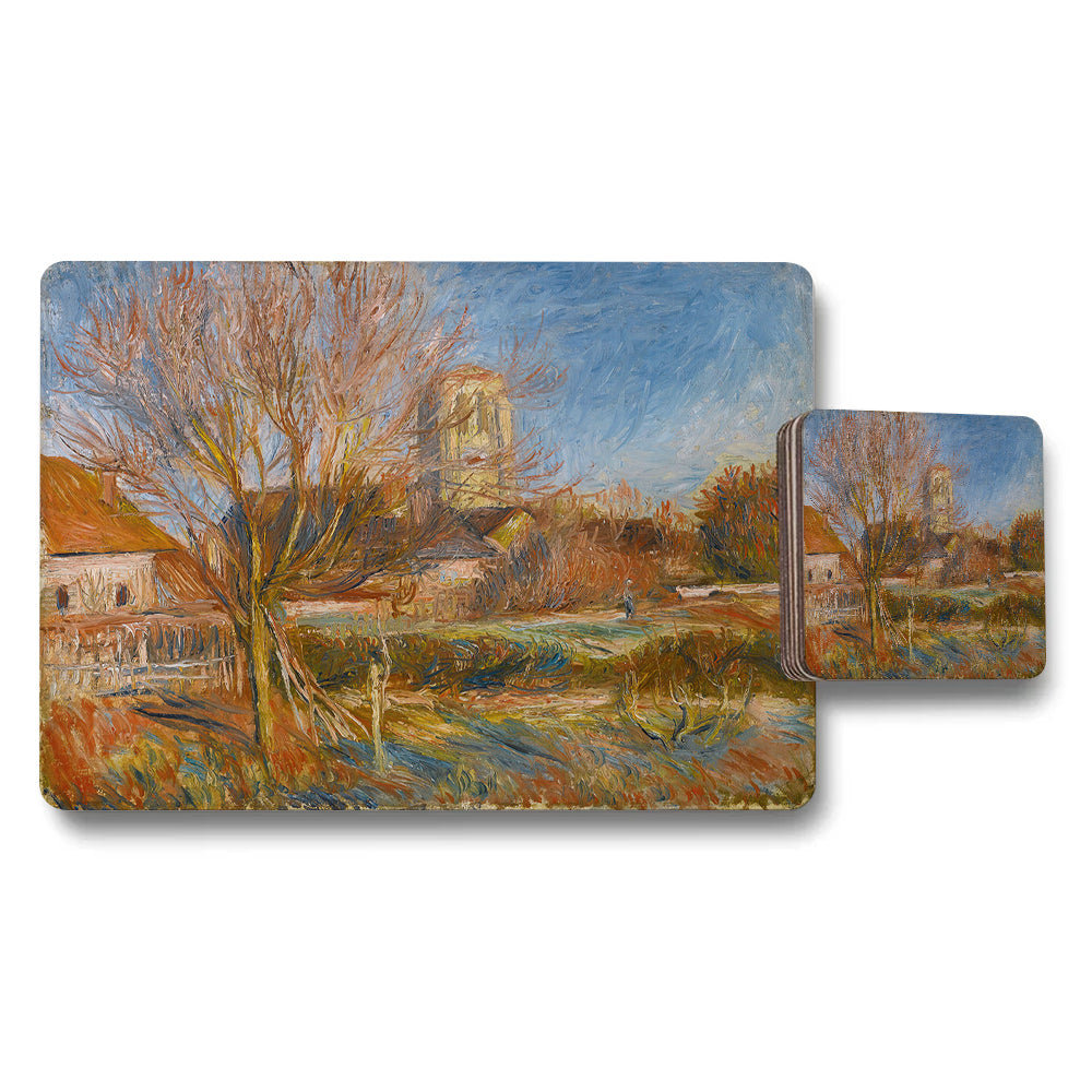 Impressionist Village Landscape Placemats And Coasters Set