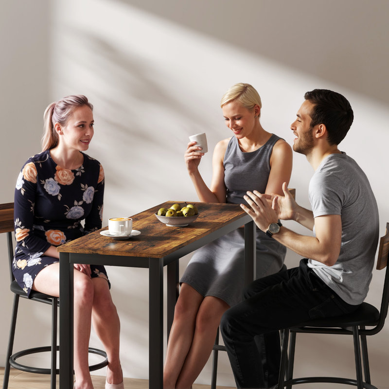 Fiedling 120cm Steel Trestle Dining Table, Rustic Brown