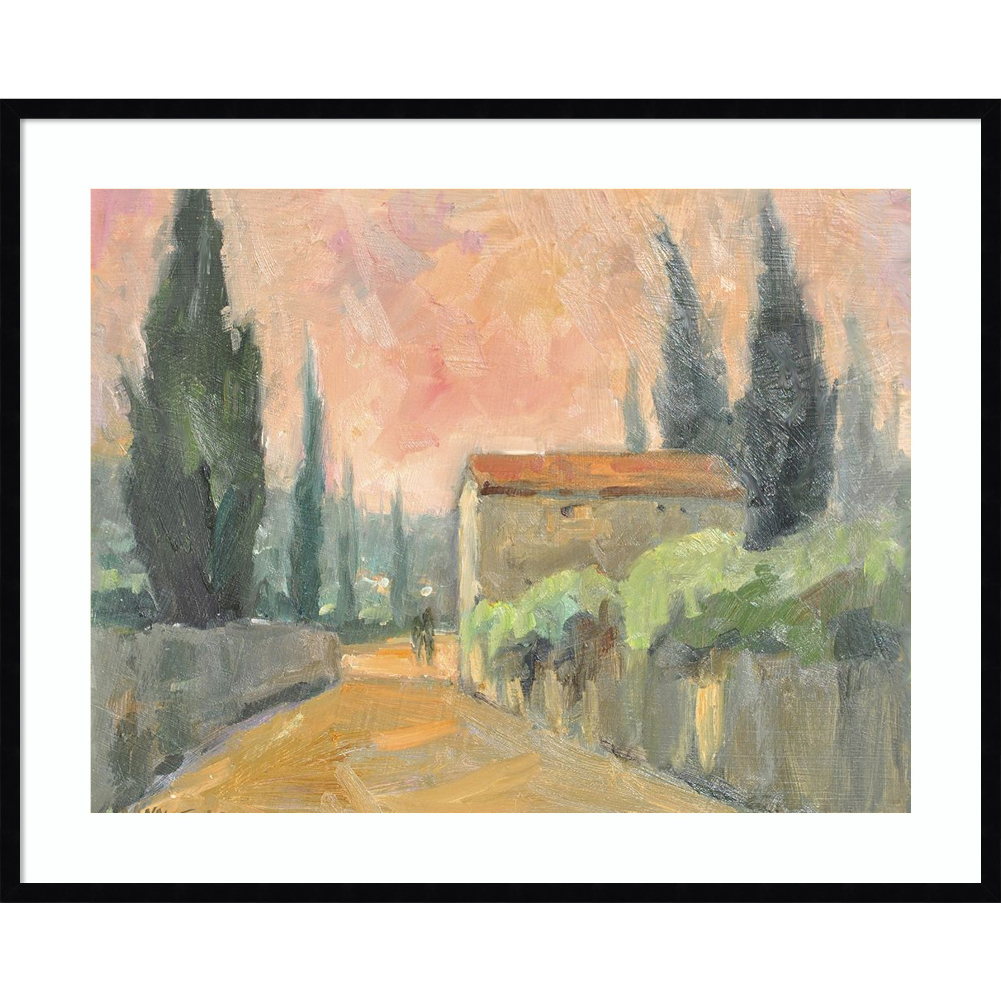 Tuscan Farmhouse by Wood Framed Wall Art Print, Black, 33" H x 41" W