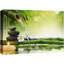«Zen Stones Rocks and A Flower Over Bamboo on a Lake with a Waterfall», reproduction de photo sur toile tendue-56324579