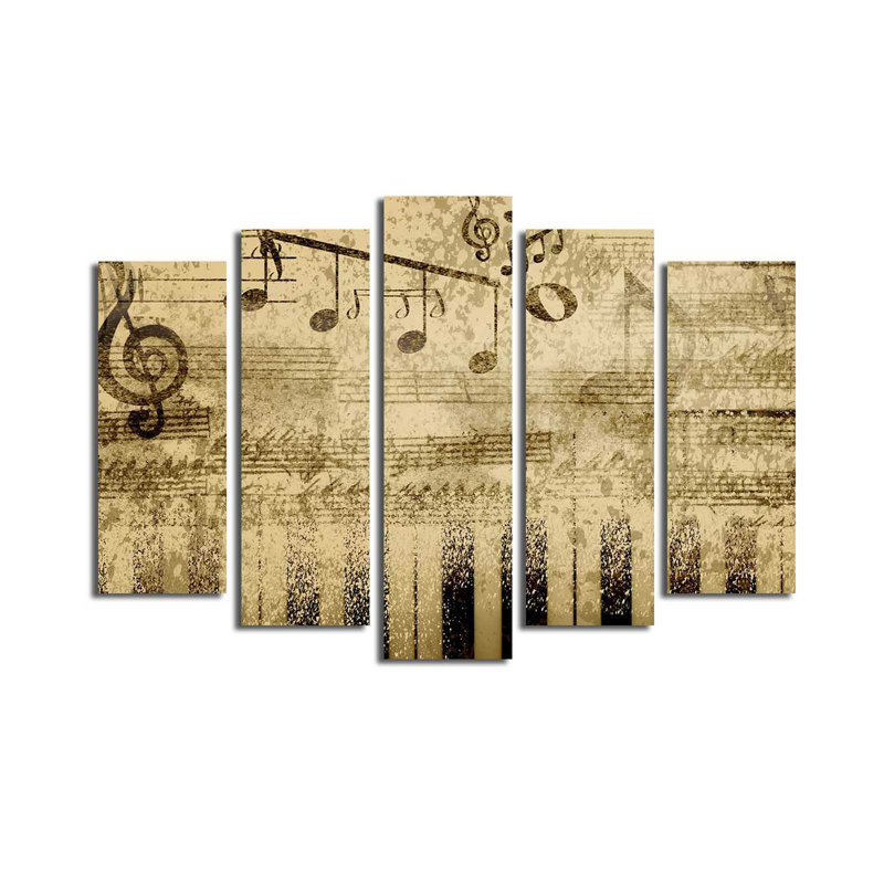 Superbe ensemble de 5 peintures sur toile 100% suède, taille totale: 27,6 po x 41,3 po | 100% cadre en bois, épaisseur: 1,2 po | Parfait pour le salon, la chambre à coucher et le bureau, et pour une œuvre d'art accrocheuse