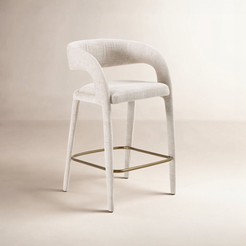 Tabouret de comptoir rembourré Arshaluys, Gris clair