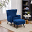 Upholstered Wingback Chair with Footstool-2088036194