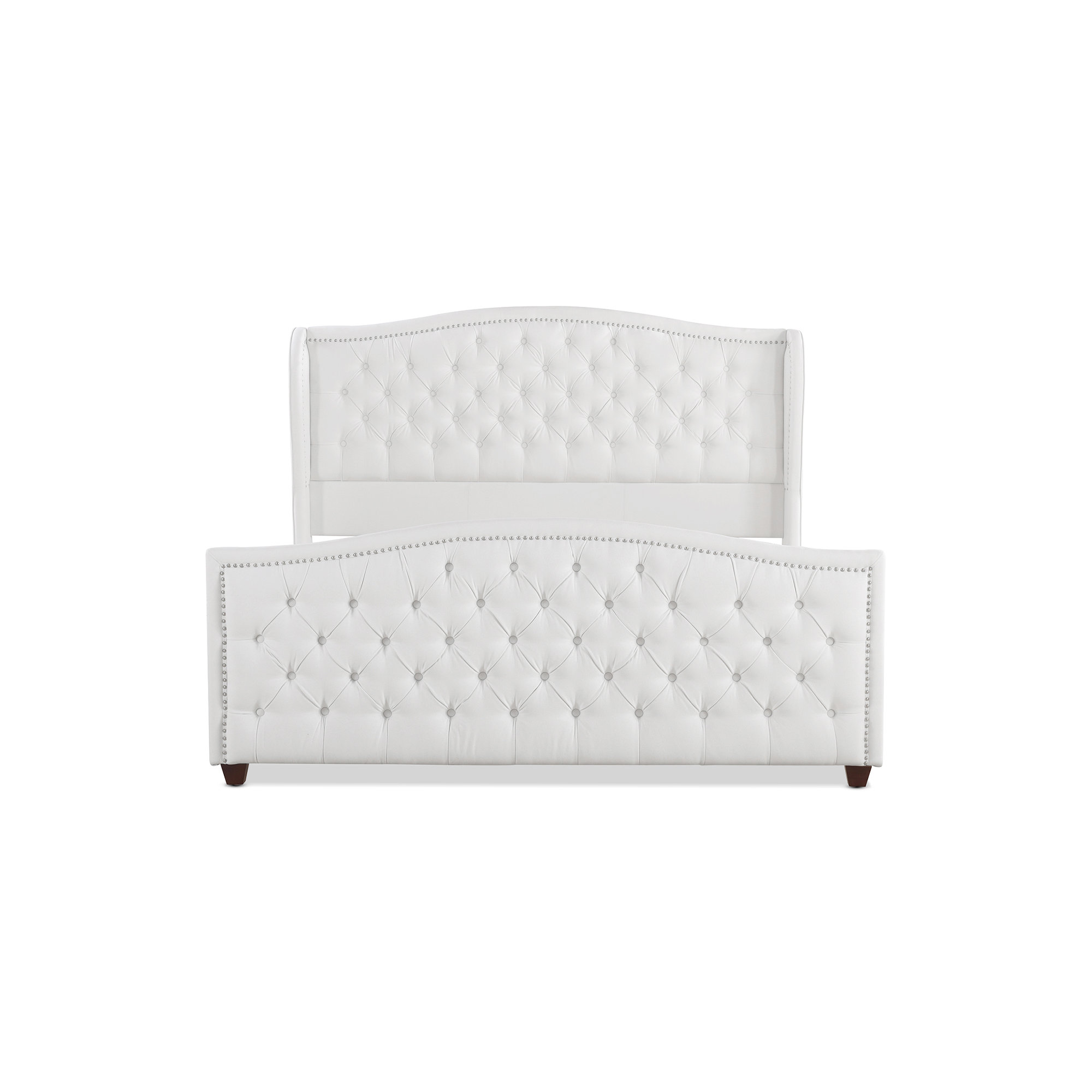 Coleman Upholstered Wingback Bed, Bright White Velvet, King