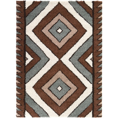 Quiroga Brown Modern Geometric Area Rug