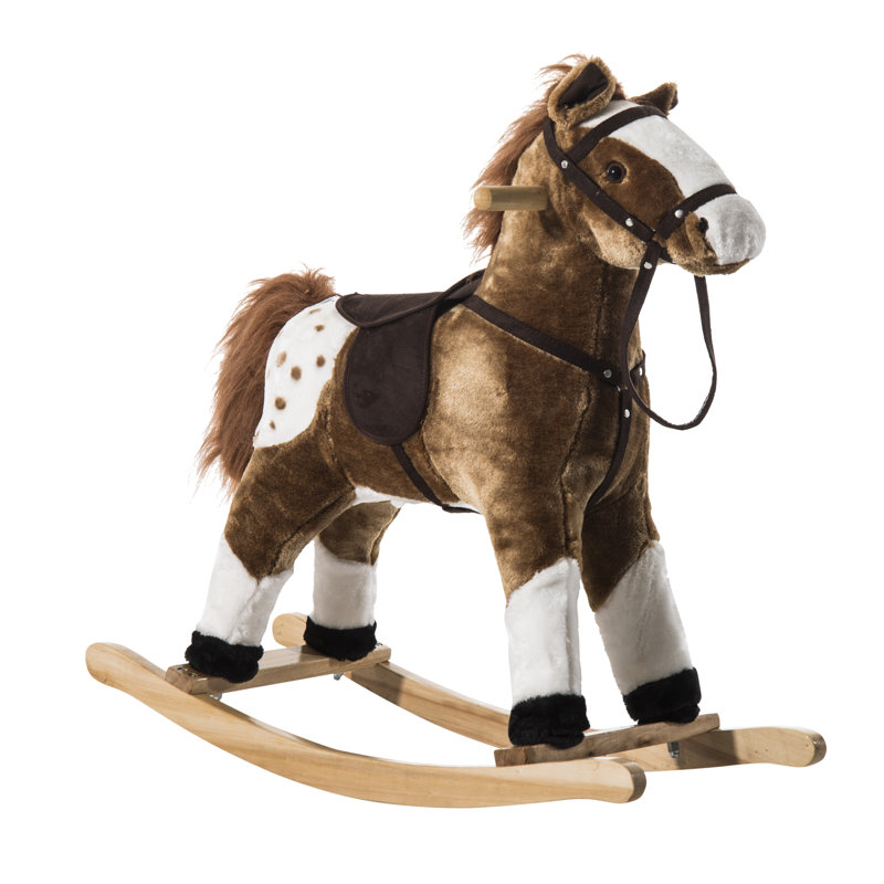 Kids Plush Pony Rocking Horse,wood, Brown
