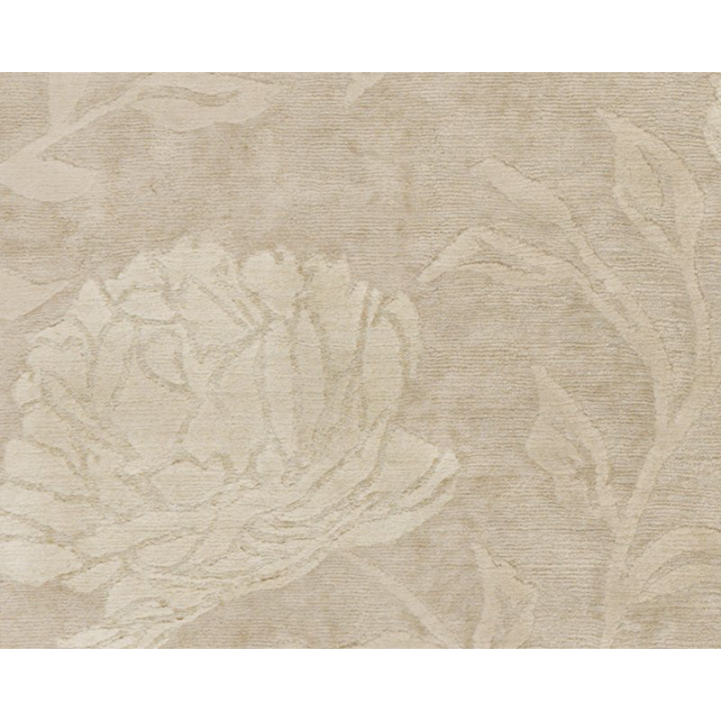 Peony Floral Area Rug in Beige/Neutral/Taupe, Rectangle 3' x 5'