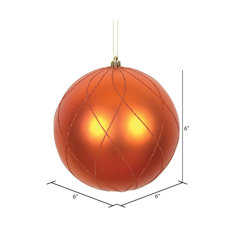 Ornement boule 6 po mat et scintillant, Orange brûlé