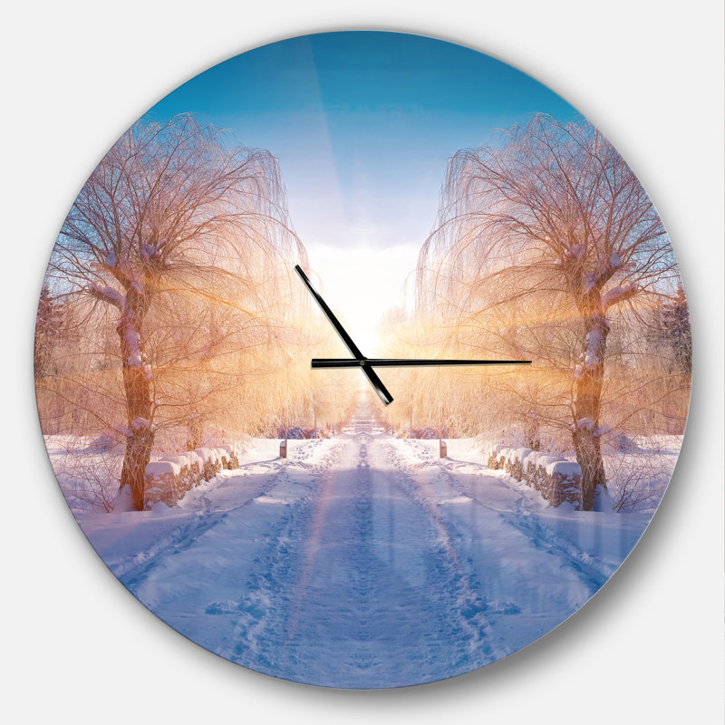 Paysage d'hiver dans le parc de la ville - horloge murale moderne, Grand