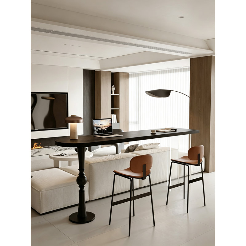 Table de bar moderne à hauteur de comptoir avec base en acrylique et bois massif, H 41,34 po x l 78,74 po x P 19,69 po