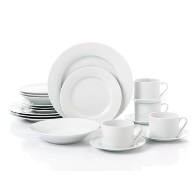 20pc White Rim Dinner Set