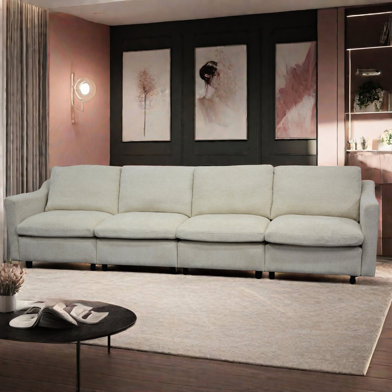Tissu beige avec - Confortable, ergonomique pour appartement, salon, bureau, 4, conception, mousse à mémoire de forme