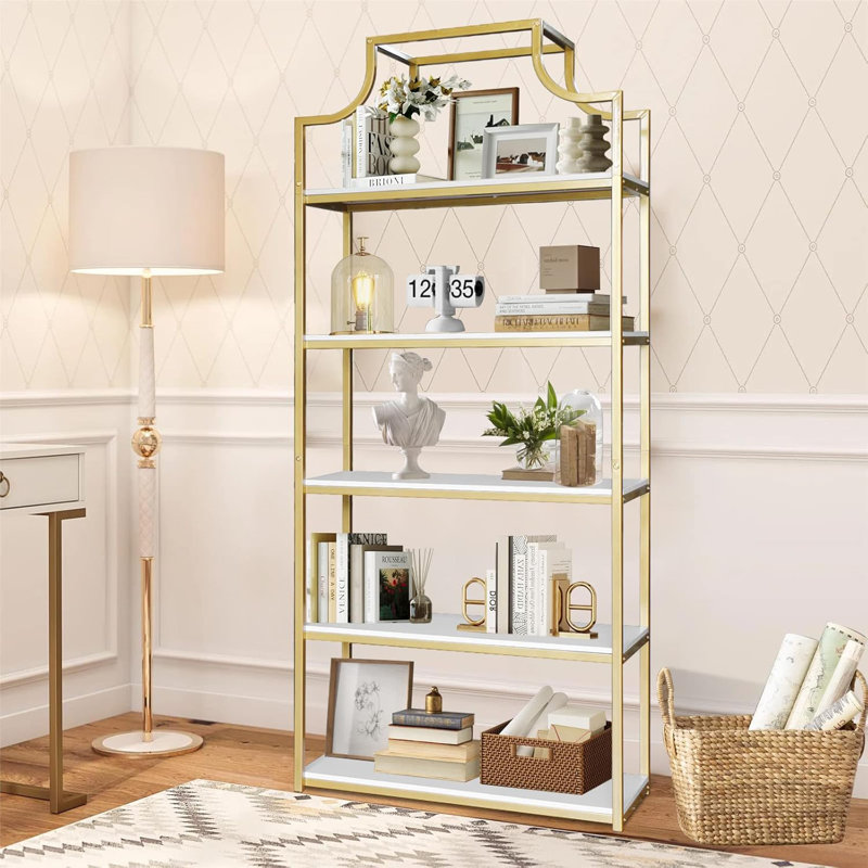 5-Tier Gold Bookcase