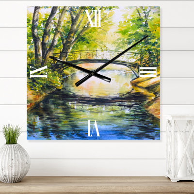 Bridge Over Troubled Water in Forest Park - Lake House Wall Clock