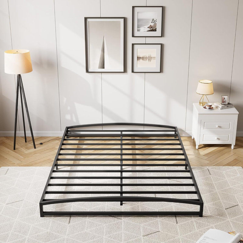 Queen Size Low Bed Frame - 6 Inch Heavy Duty Metal Platform, Mattress Foundation, Noise-Free, No Box Spring Needed, Easy Assembly,Non-Slip,Black