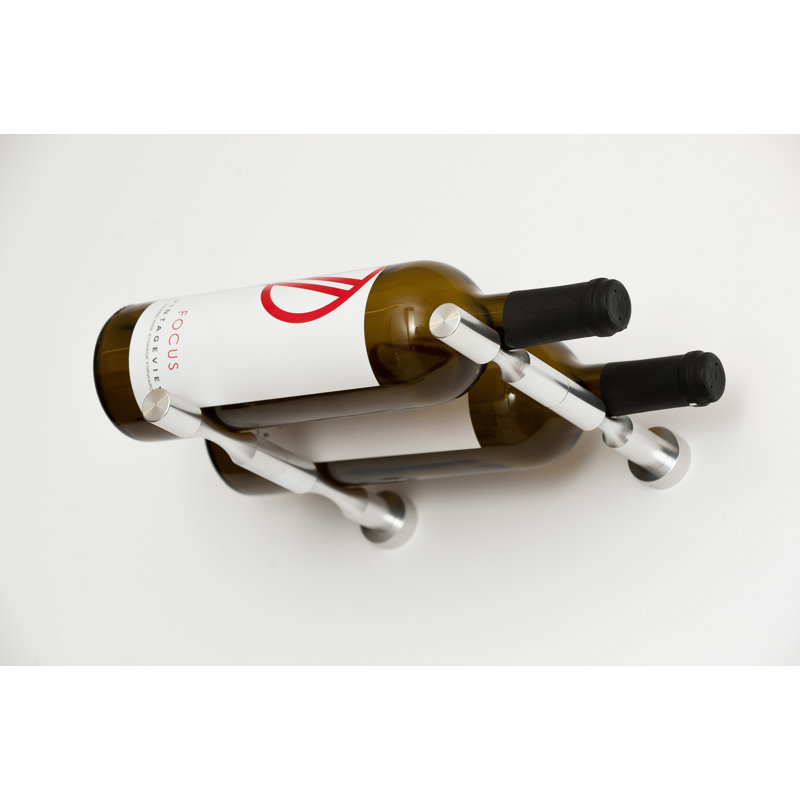 Wall Mounted Metal Wine Rack 2 Bottle Peg in Silver