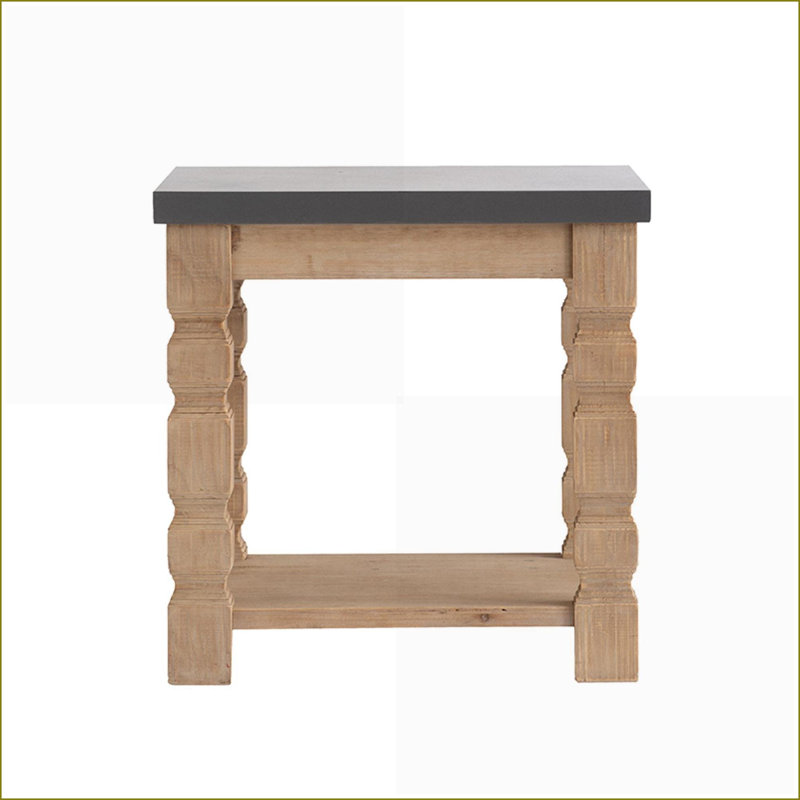 Table basse rustique contemporaine en béton et en bois gris pour le salon - Conception robuste et élégante