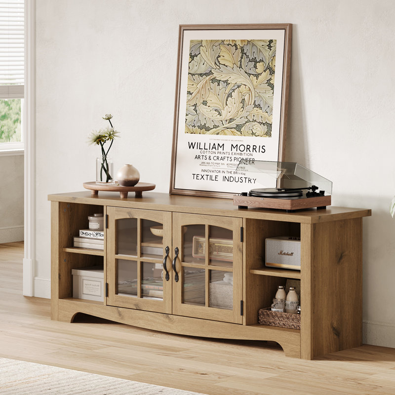 Meuble télé Callison, H 22 po x L 58 po x l 15,4 po, Bois de chêne