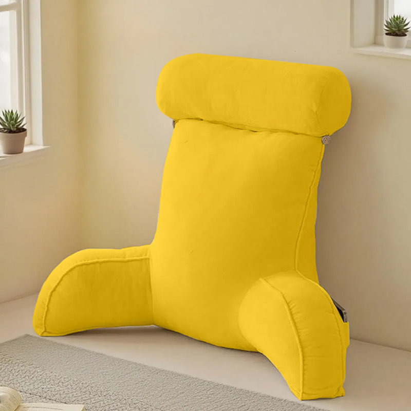 75x55cm Sofa Bed Head Reading Pillow, Adjustable Loft, Natural Cotton Filled, Medium-firm Support For Back, Neck & Floor Lounging