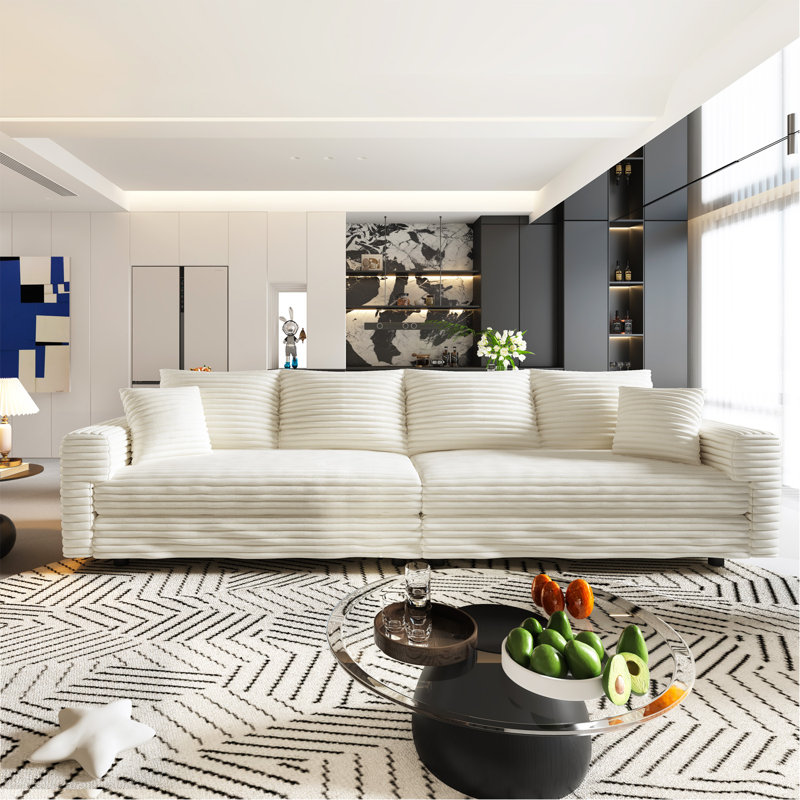 Canapé 102,4 po en velours côtelé 102,4 po, canapé-lit rembourré confortable et moderne, sièges profonds avec coussins moelleux, canapé-lit convertible à siège profond pour la chambre à coucher du salon