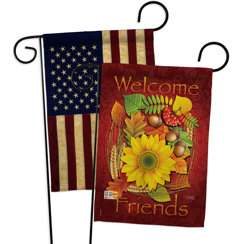 Drapeau de jardin en polyester 18,5 x 13 po Welcome Friends