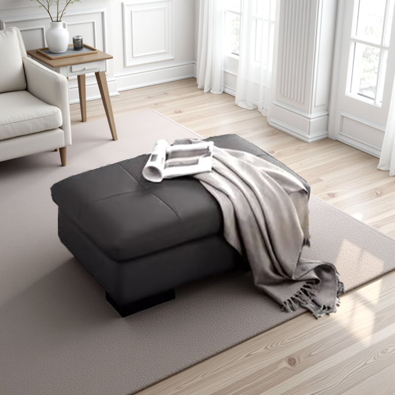 Repose-pieds rembourré Nottingham, Cuir gris