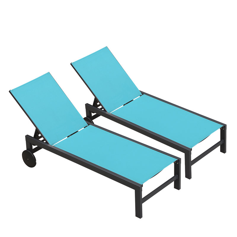Chaise longue d'extérieur Shamecia, Bleu