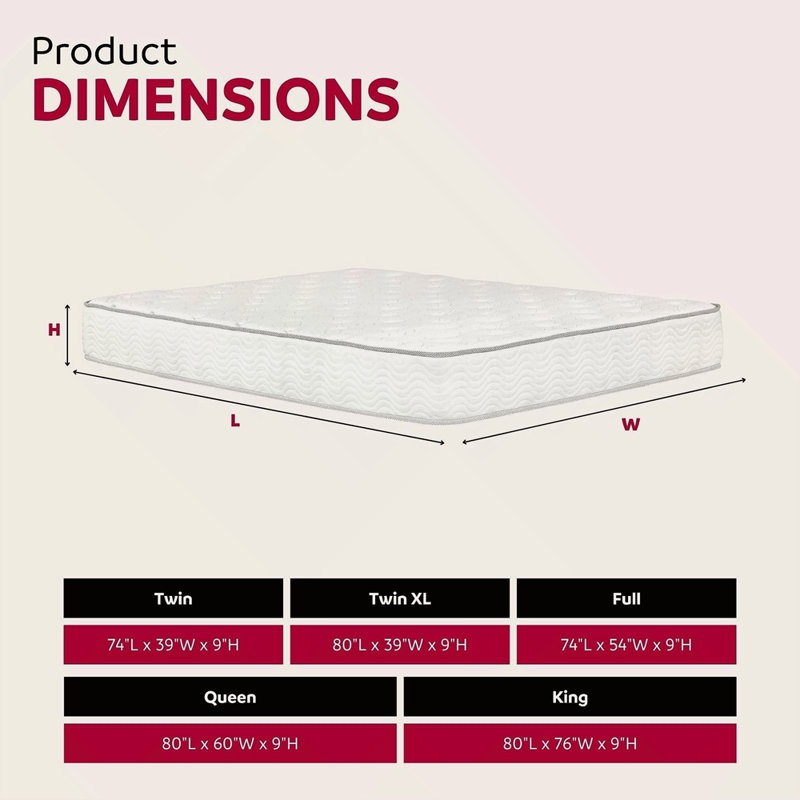 Premium 9 po Matelas à ressorts ensachés moyen, Lit simple