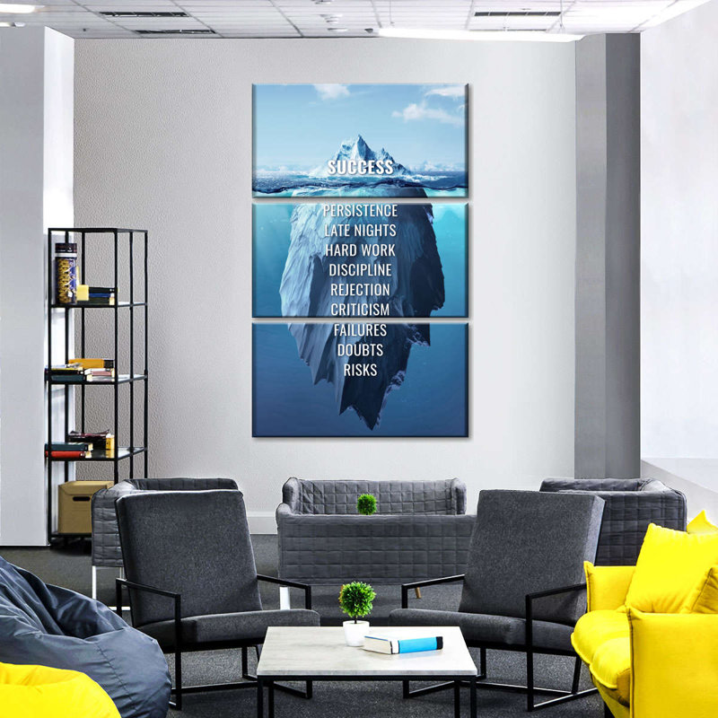" Success Typography Multi Piece Canvas Print " 3 - Pieces, 38" H x 24" W x 1.25" D