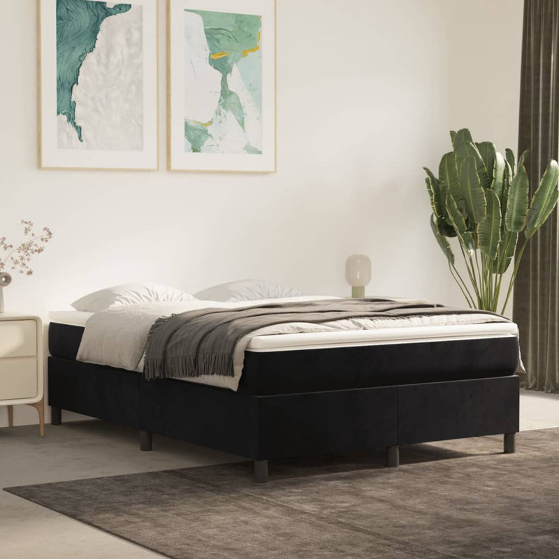 Bed Frame Velvet, Black, Double (4'6)