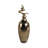 Decorative Glass Vase with Metal Lid for Home Table Decor - Tall Table Vase Accent Piece for Living Room and Flower Arrangement - Gold-1053584550
