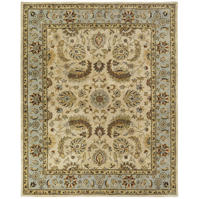 Wool Oriental Area Rug in Beige