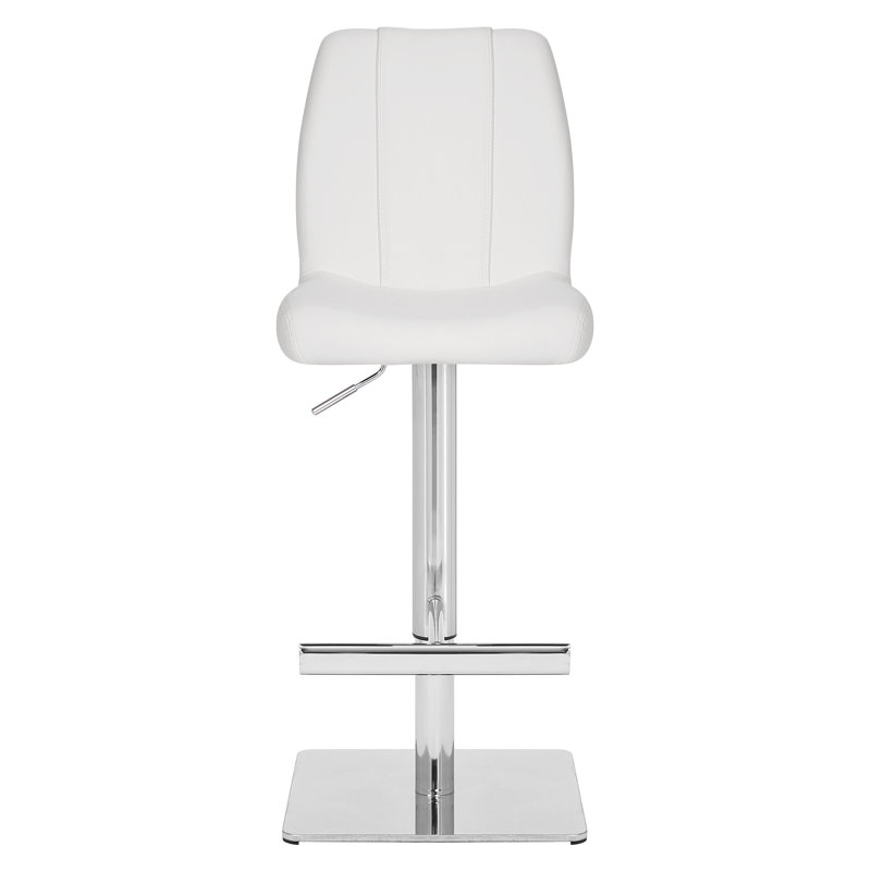 Batista Swivel Upholstered Adjustable Height Counter Stool with Metal Frame, White